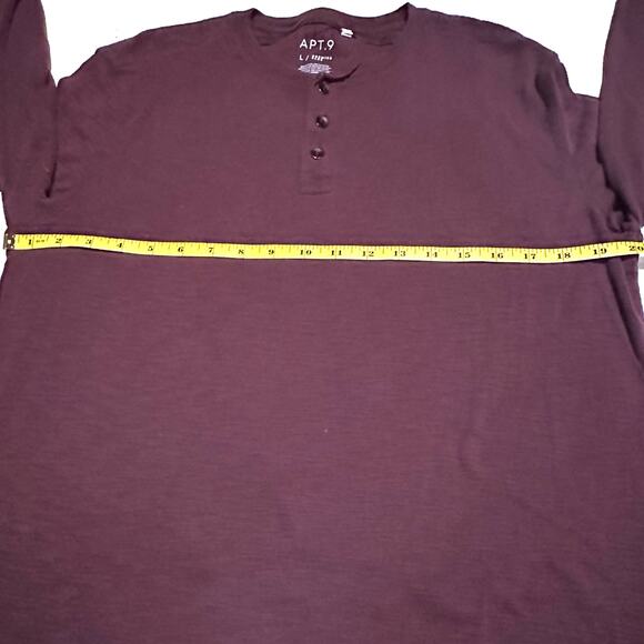 APT. 9 Dark Purple Long Sleeve Henley Shirt Men's L Large - Picture 4 of 5